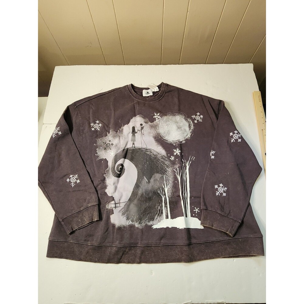 Disney Parks Nightmare Before Christmas Mineral Wash Sweatshirt Womens 1X Black